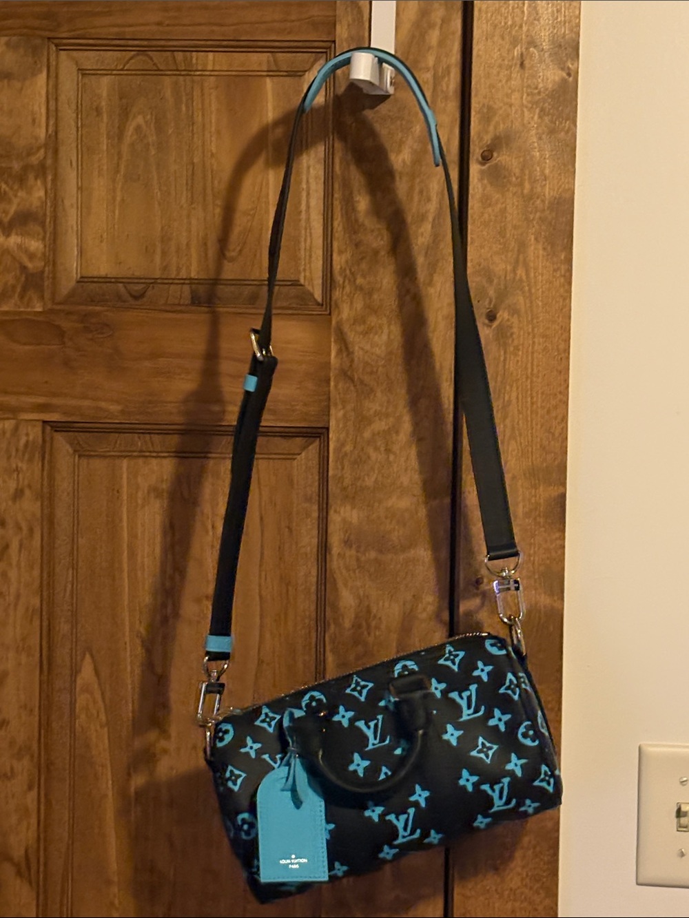 Louis Vuitton Black & Turquoise Monogram Mini Speedy Crossbody Bag (Runway) - Picture 8 of 13